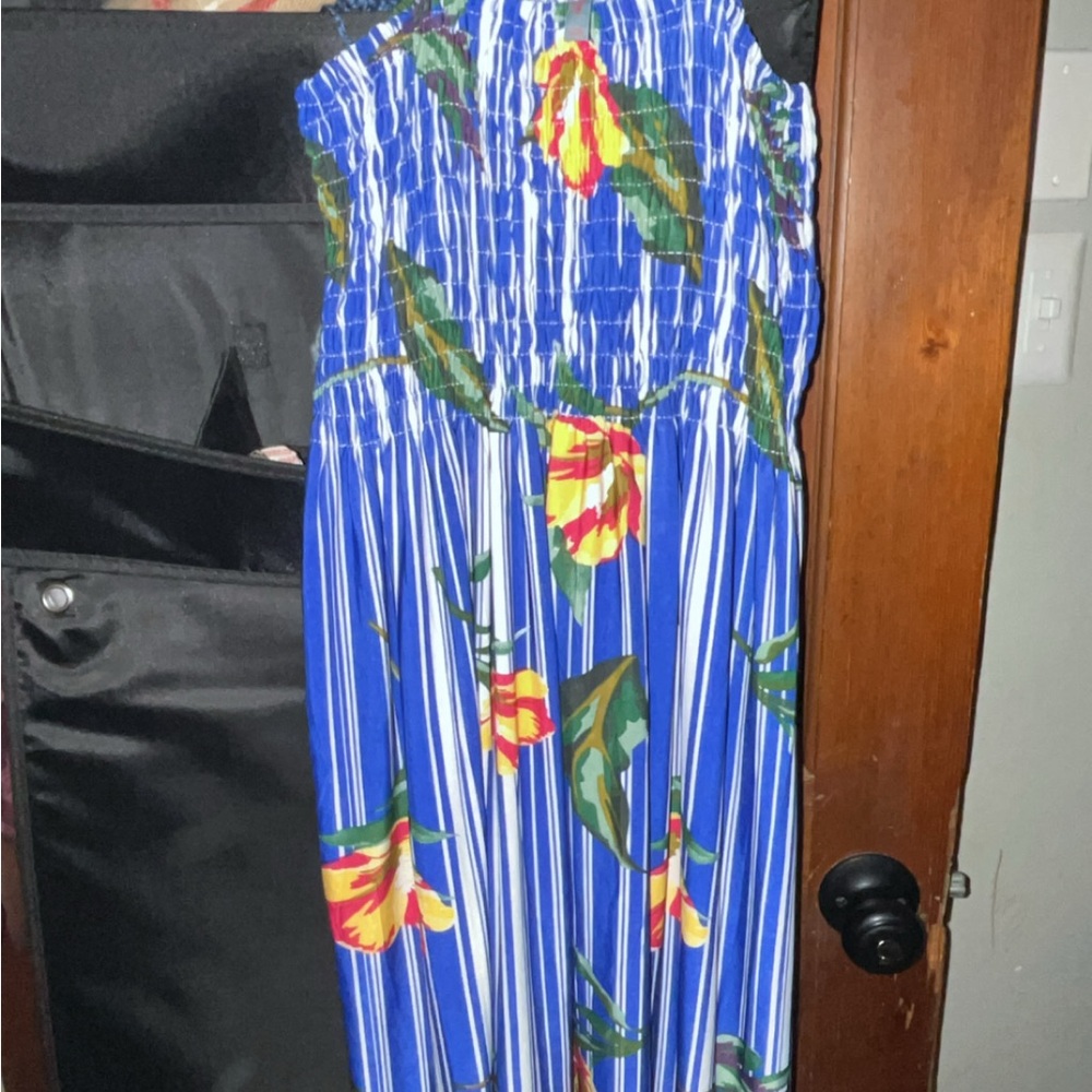 Blue Floral Striped Dress